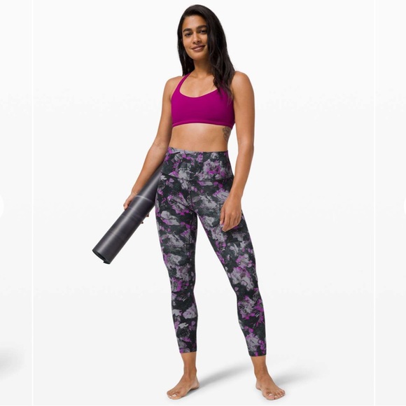 Lululemon Align Pant II 25” Inseam Floral Shift Multi Purple and Grey Size 2 - Picture 2 of 13